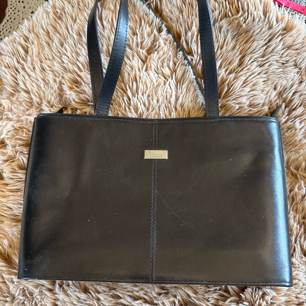 Via Spiga Black Vintage Structured Leather Tote Bag